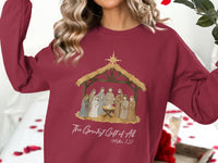 Load image into Gallery viewer, The Greatest Gift of All Matthew 1 21 graphic sweatshirt