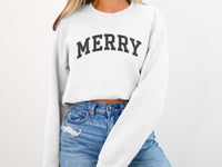 Load image into Gallery viewer, Merry Graphic Design Cropped Sweatshirt Product