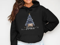 Load image into Gallery viewer, Christmas Hoodie with Tree and Tis the Reason Text
