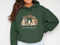 Load image into Gallery viewer, The Greatest Gift Of All Hoodie with Nativity Scene