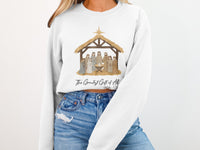 Load image into Gallery viewer, The Greatest Gift of All Nativity Scene Print Sweatshirt